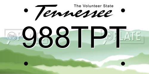 988TPT Tennessee License Plate