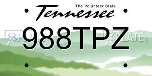 988TPZ Tennessee License Plate