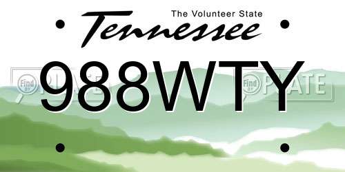 988WTY Tennessee License Plate