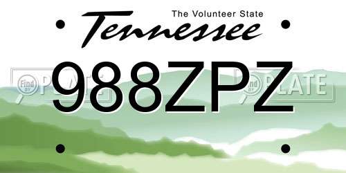 988ZPZ Tennessee License Plate