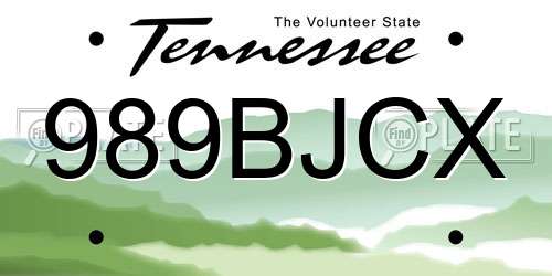 989BJCX Tennessee License Plate