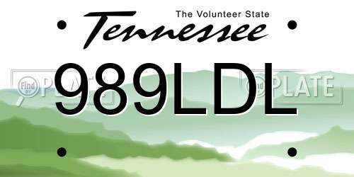 989LDL Tennessee License Plate