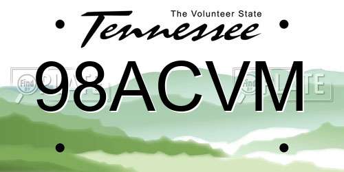 98ACVM Tennessee License Plate