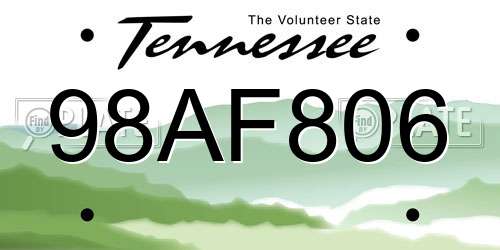 98AF806 Tennessee License Plate