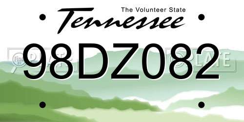 98DZ082 Tennessee License Plate