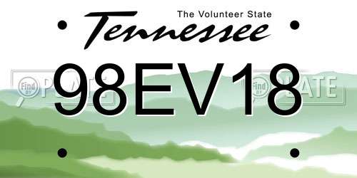 98EV18 Tennessee License Plate