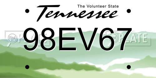 98EV67 Tennessee License Plate
