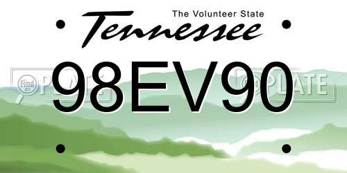 98EV90 Tennessee License Plate