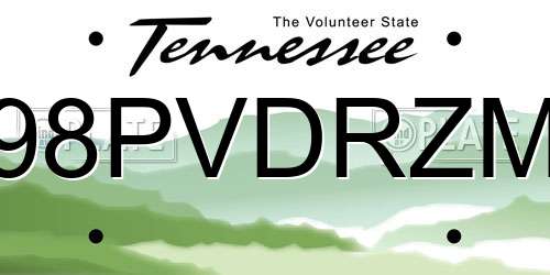 98PVDRZM Tennessee License Plate