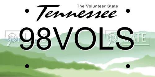 98VOLS Tennessee License Plate