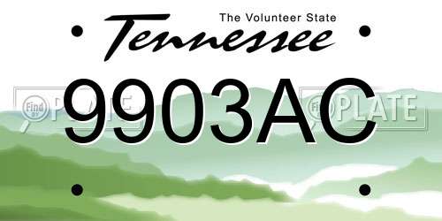9903AC Tennessee License Plate