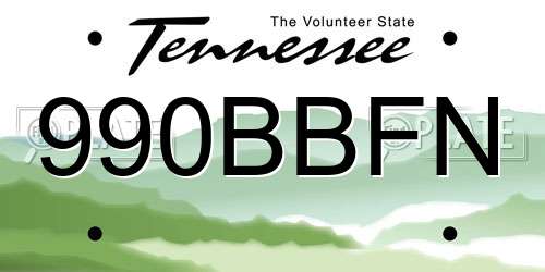 990BBFN Tennessee License Plate