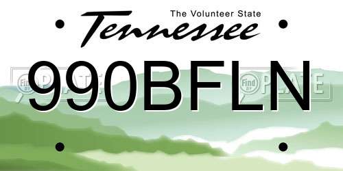 990BFLN Tennessee License Plate