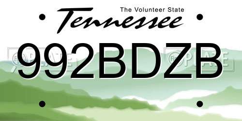 992BDZB Tennessee License Plate