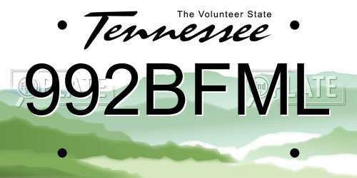 992BFML Tennessee License Plate