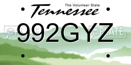 992GYZ Tennessee License Plate