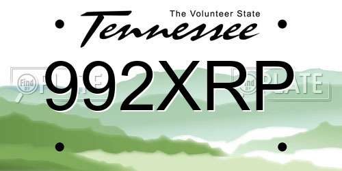 992XRP Tennessee License Plate
