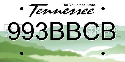 993BBCB Tennessee License Plate