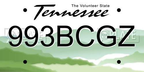 993BCGZ Tennessee License Plate