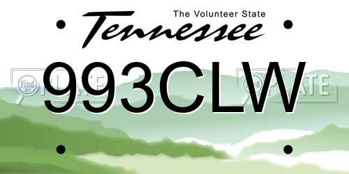 993CLW Tennessee License Plate