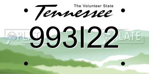 993I22 Tennessee License Plate