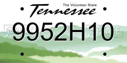 9952H10 Tennessee License Plate