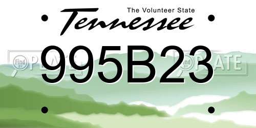 995B23 Tennessee License Plate