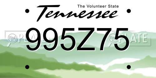 995Z75 Tennessee License Plate
