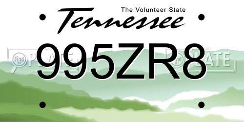 995ZR8 Tennessee License Plate