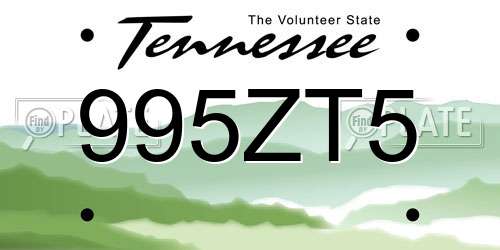 995ZT5 Tennessee License Plate