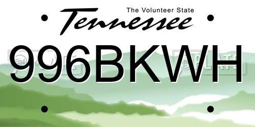 996BKWH Tennessee License Plate