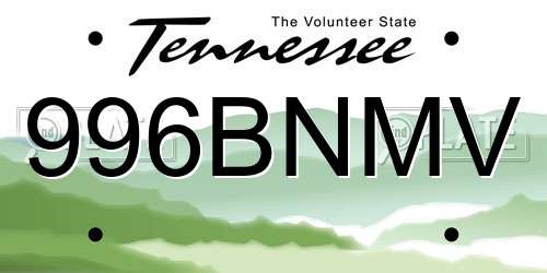 996BNMV Tennessee License Plate
