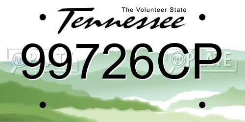99726CP Tennessee License Plate