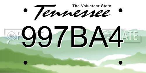997BA4 Tennessee License Plate