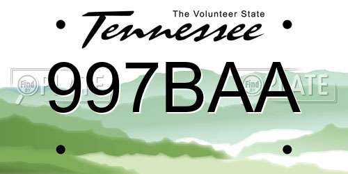 997BAA Tennessee License Plate
