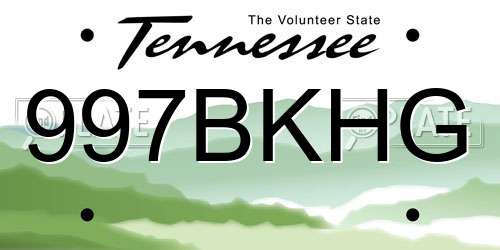 997BKHG Tennessee License Plate
