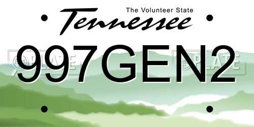 997GEN2 Tennessee License Plate
