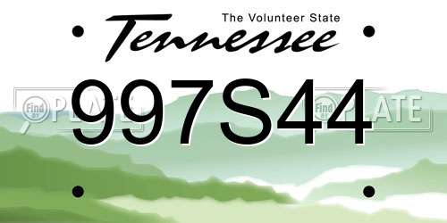997S44 Tennessee License Plate