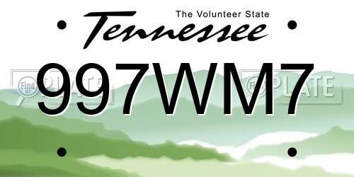 997WM7 Tennessee License Plate