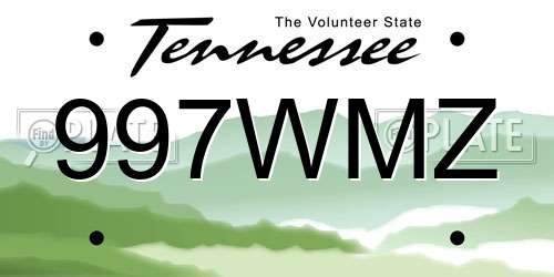 997WMZ Tennessee License Plate