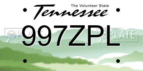 997ZPL Tennessee License Plate
