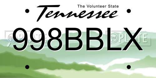 998BBLX Tennessee License Plate