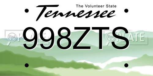 998ZTS Tennessee License Plate
