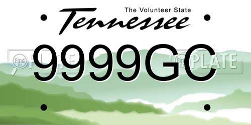 9999GC Tennessee License Plate