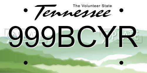 999BCYR Tennessee License Plate
