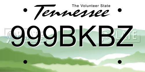 999BKBZ Tennessee License Plate