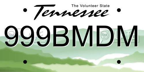 999BMDM Tennessee License Plate