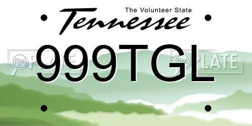 999TGL Tennessee License Plate