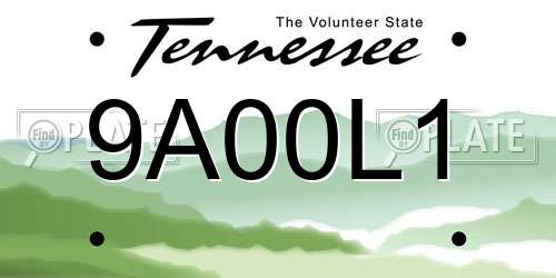 9A00L1 Tennessee License Plate
