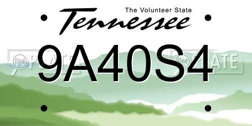 9A40S4 Tennessee License Plate